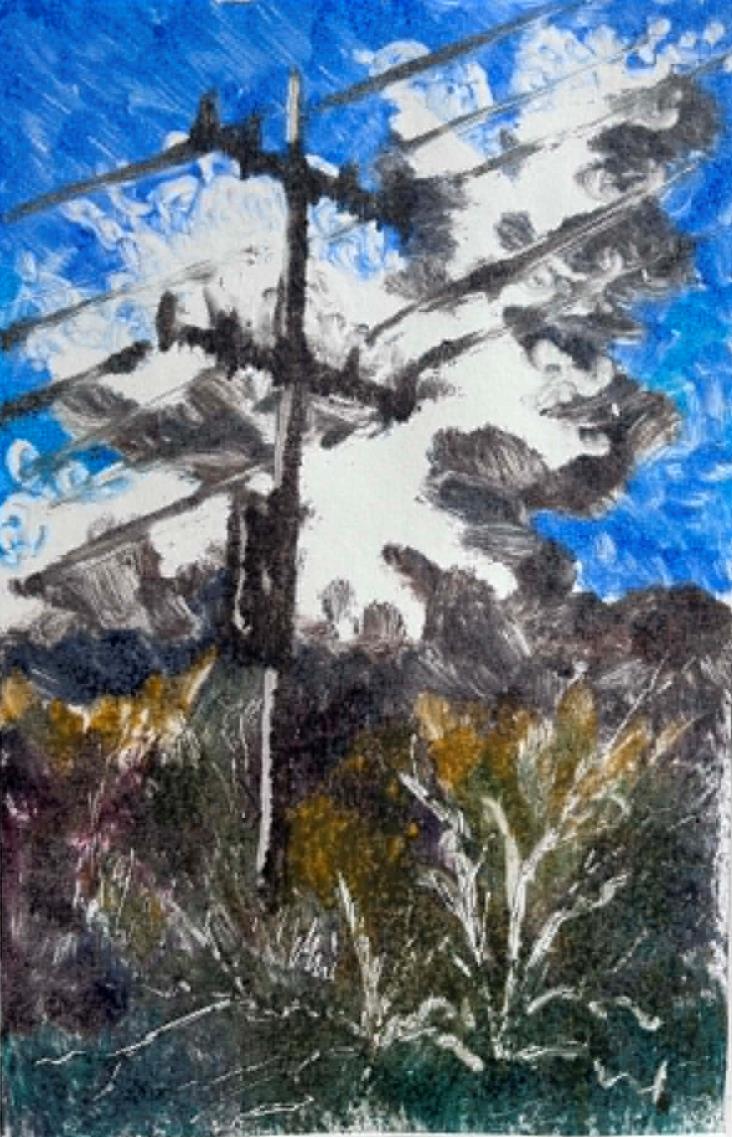 Jan Juc Afternoon, Monoprint on Paper by James Mulcahy