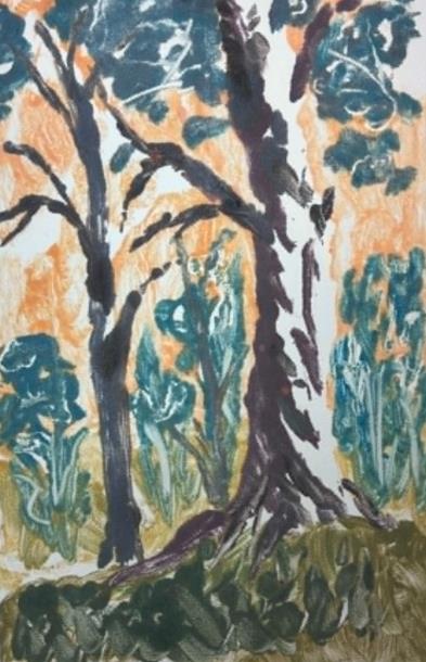 Otways, Orange, Monoprint on Paper by James Mulcahy
