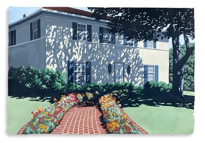 Somewhere Suburban, Gouache on Paper by James Mulcahy