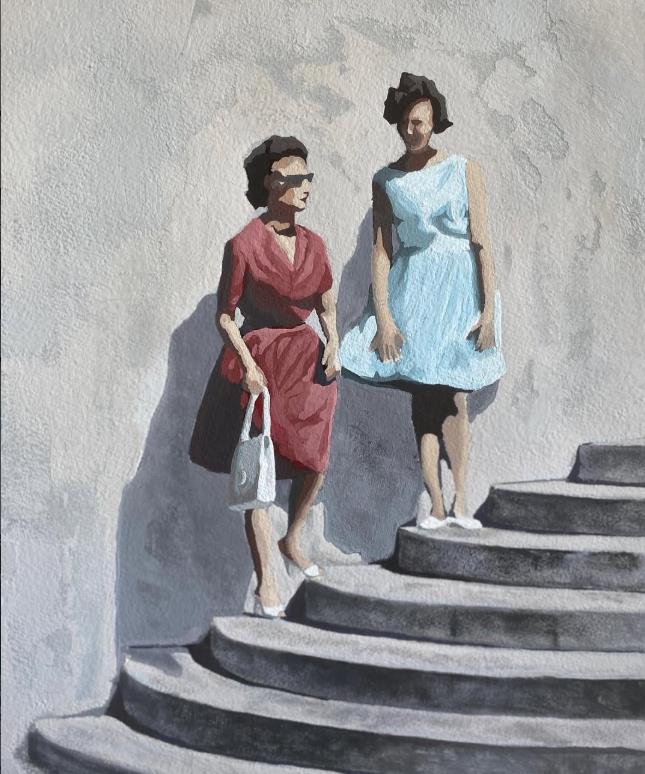 The Ladies, Gouache on Paper by James Mulcahy