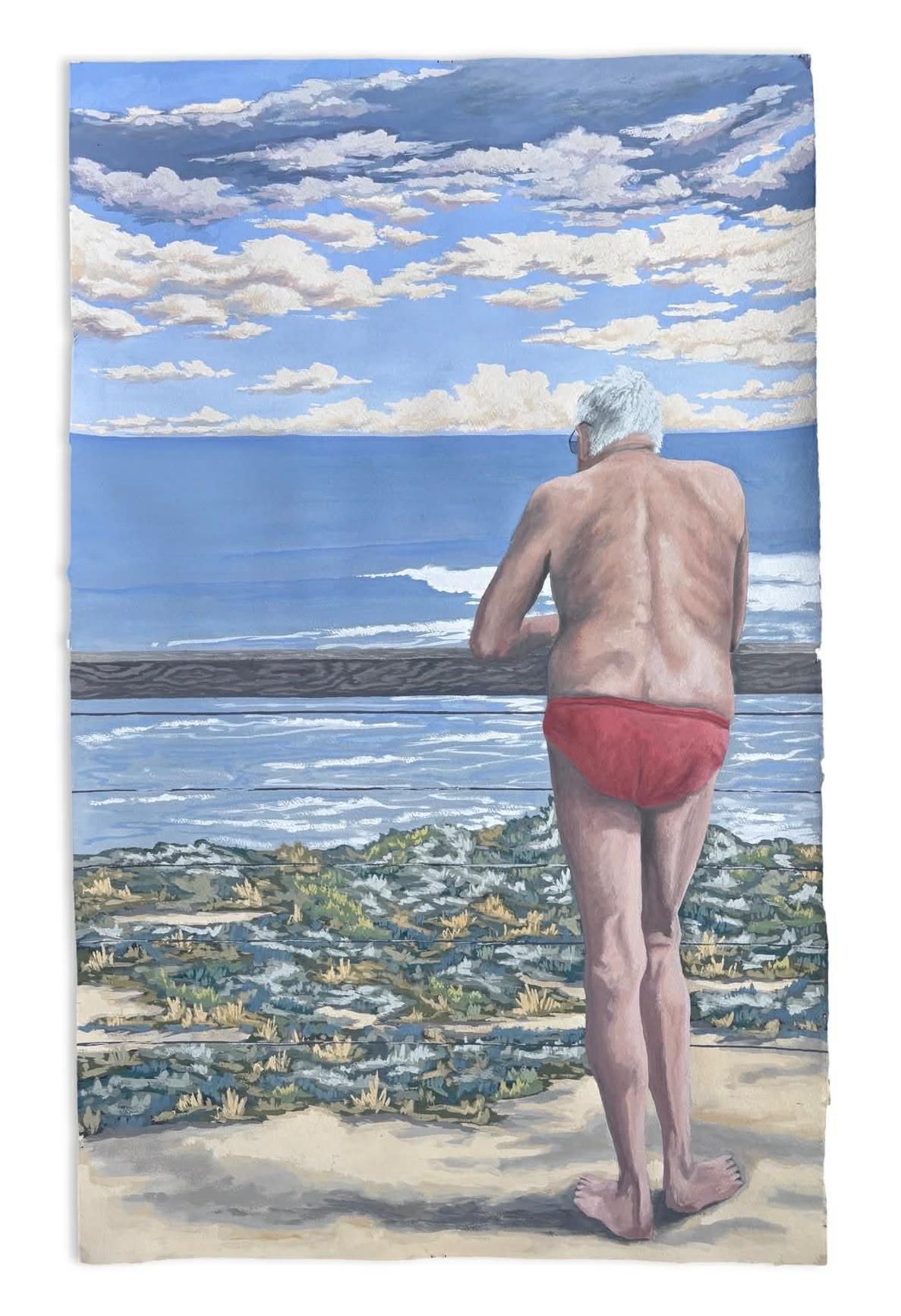 Watcher at Bells, Gouache on Paper by James Mulcahy